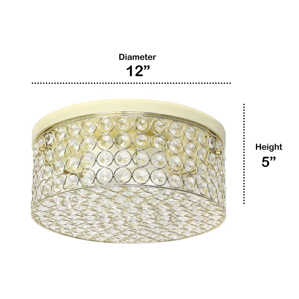 Glam 2 Light 12 Inch Round Flush Mount, Gold. Picture 3