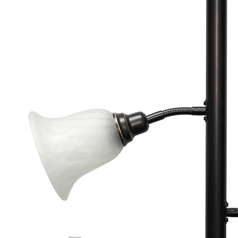 Torchiere Floor Lamp with 2 Reading Lights and Scalloped Glass Shades. Picture 8