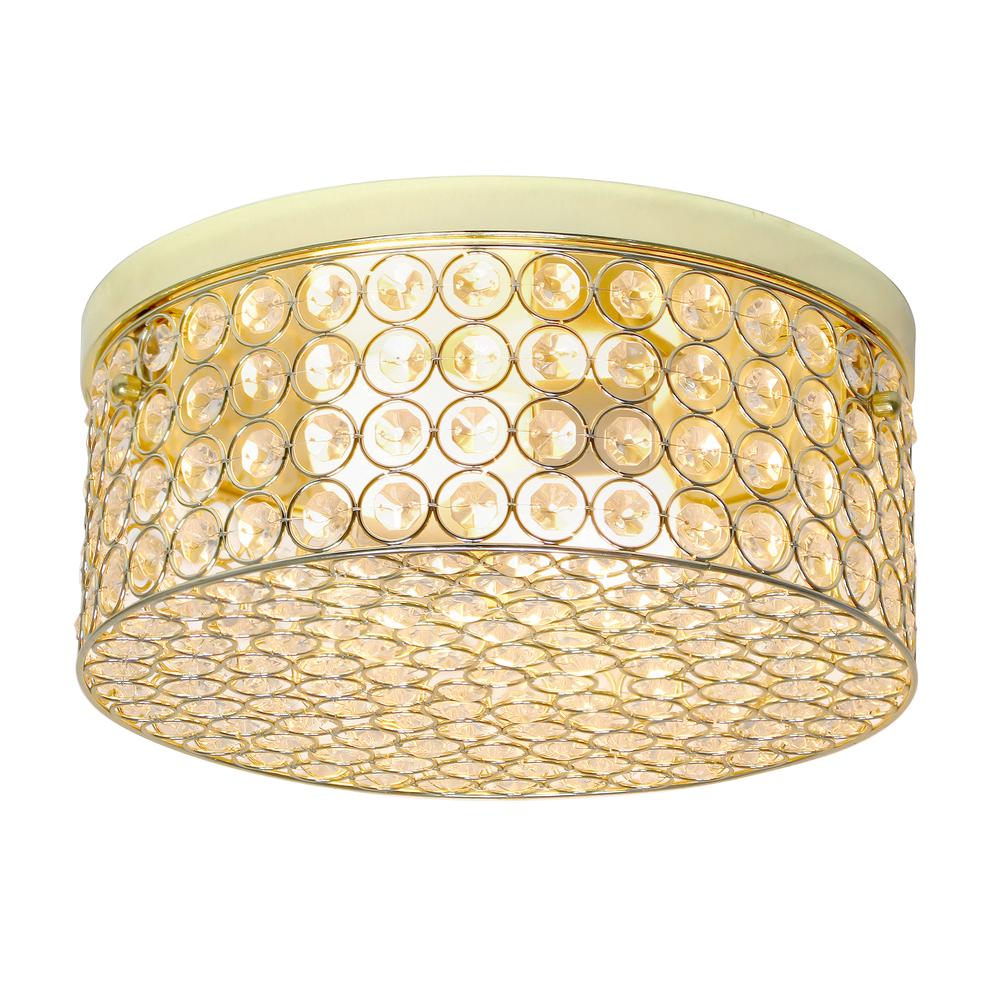 Glam 2 Light 12 Inch Round Flush Mount, Gold. Picture 2