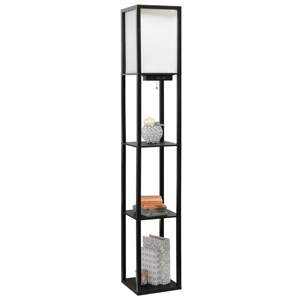 Floor Lamp Etagere Organizer Storage Shelf with 2 USB Charging Ports1 Charging Outlet. Picture 8