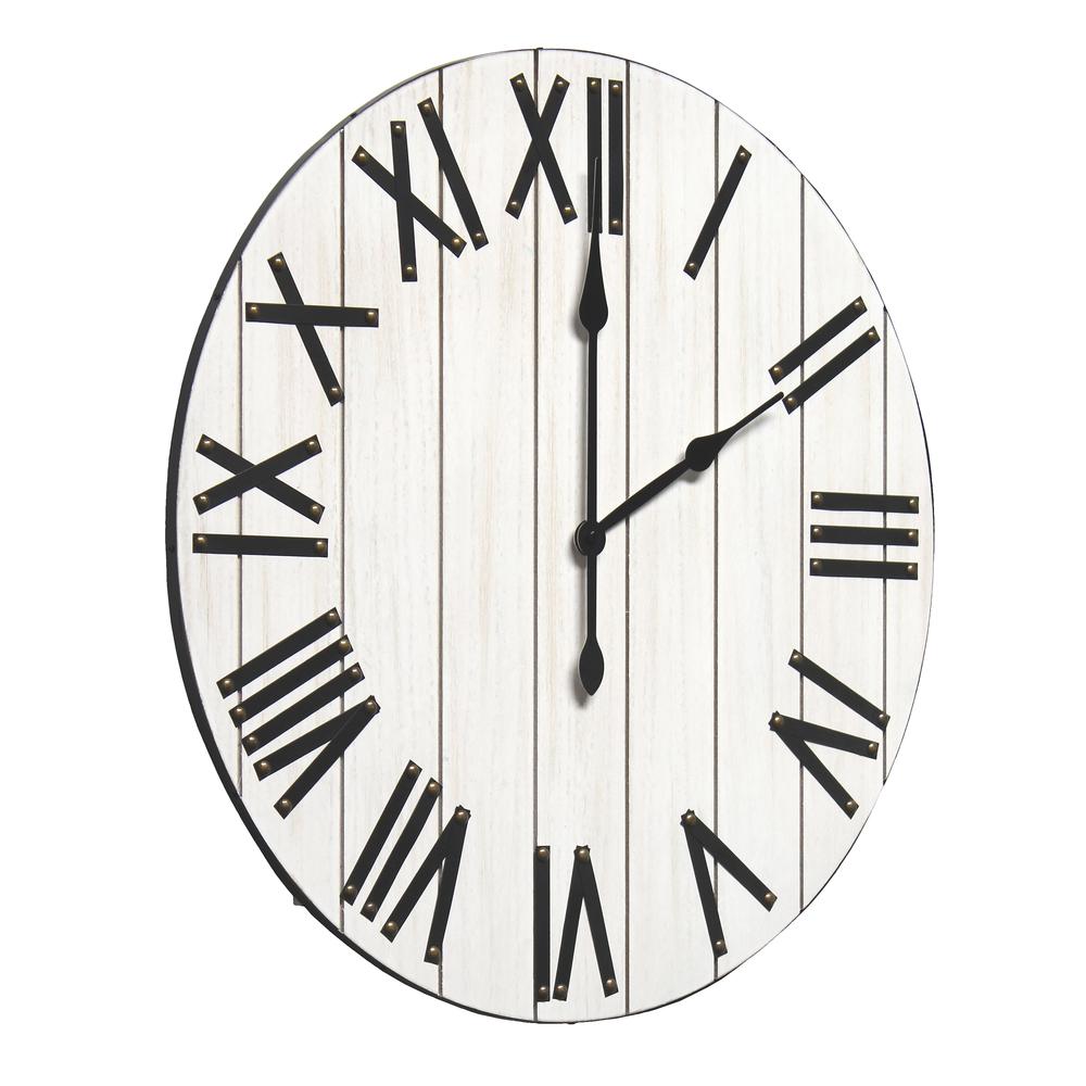 Handsome 21" Rustic Farmhouse Wood Wall Clock, White Wash. Picture 2