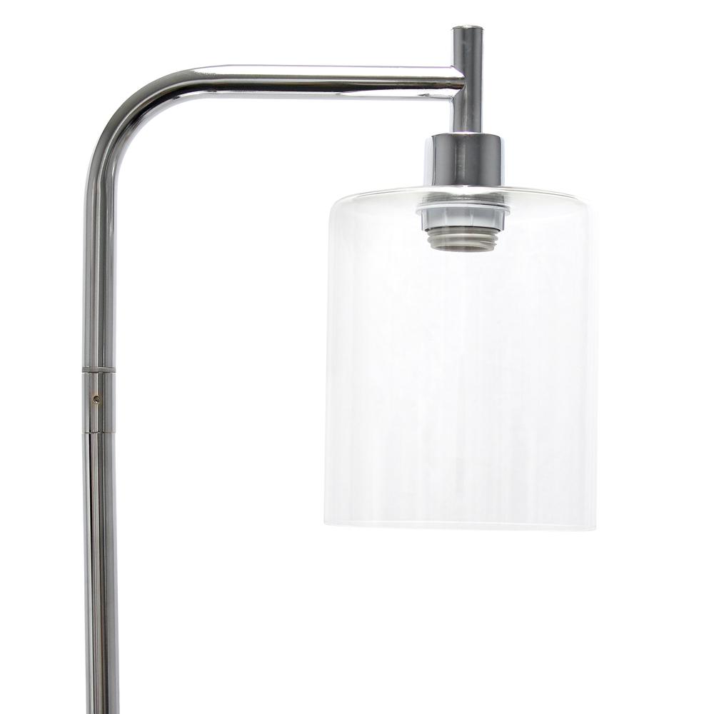 Modern Iron Lantern Floor Lamp with Glass Shade, Chrome. Picture 5