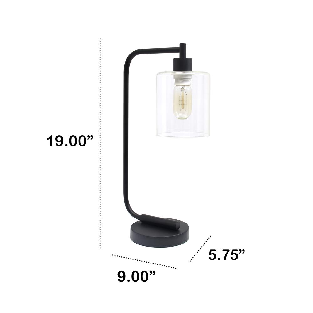 Modern Iron Desk Lamp with Glass Shade, Black. Picture 3