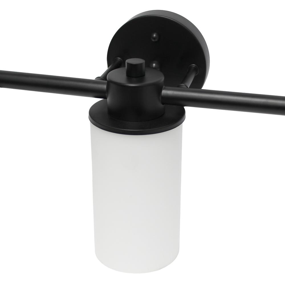 20.75" 3 Light Metal and Milk White Cylinder Shape Glass Wall Vanity, Black. Picture 5