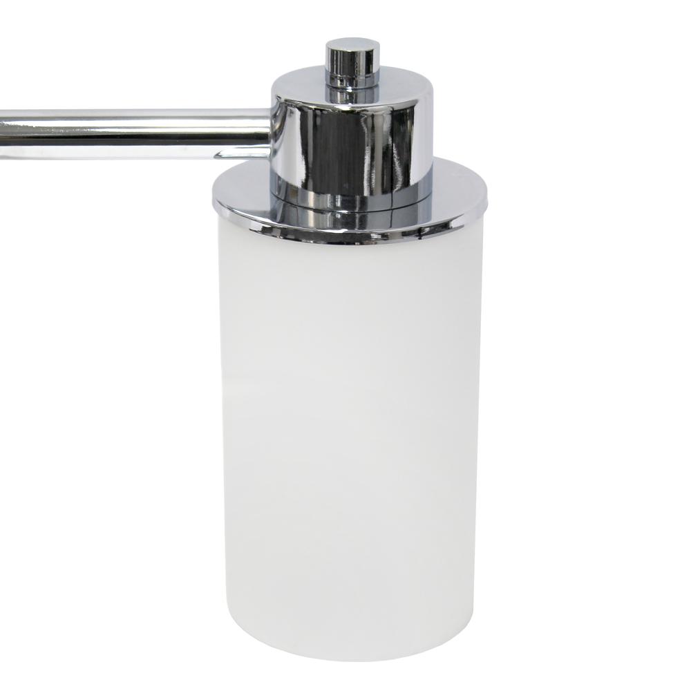 20.75" 3 Light Metal Milk White Cylinder Shape Glass Shades Wall Vanity, Chrome. Picture 3
