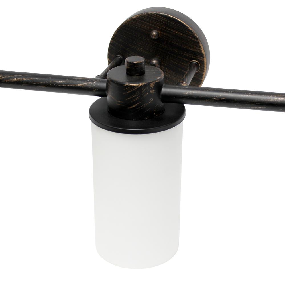 20.75" 3 Light Metal White Cylinder Shape Glass Wall Vanity, Oil Rubbed Bronze. Picture 5