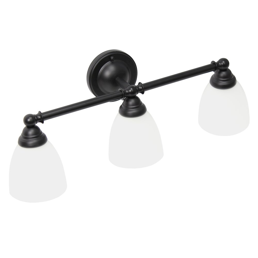 25" 3 Light Metal Bar and Wall Mounted Vanity Fixture, Black. Picture 3