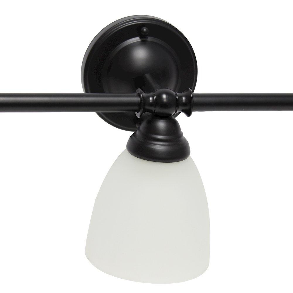25" 3 Light Metal Bar and Wall Mounted Vanity Fixture, Black. Picture 6