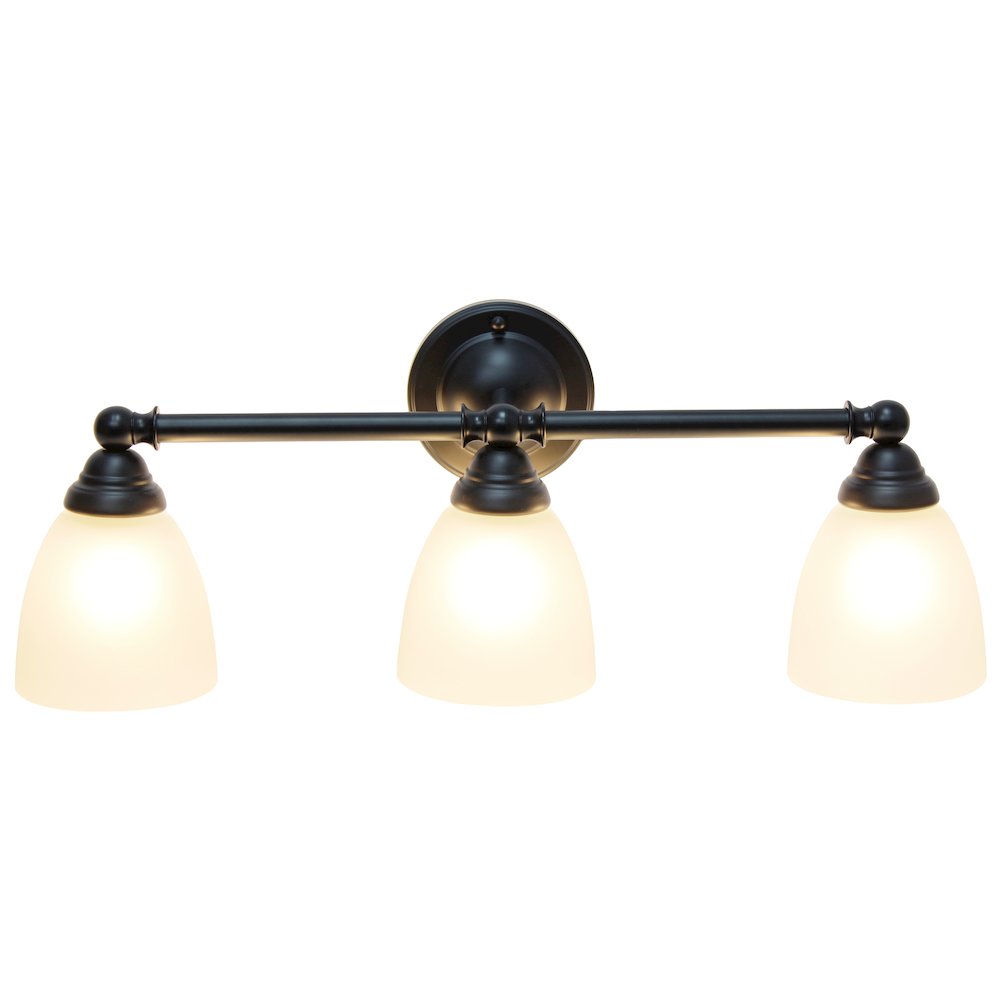 25" 3 Light Metal Bar and Wall Mounted Vanity Fixture, Black. Picture 10
