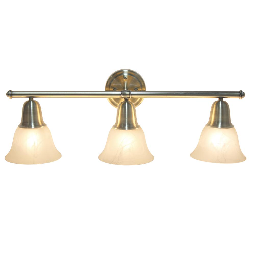 Simple Designs 26.5" Classic 3 Light Wall Vanity Fixture, Antique Brass. Picture 1