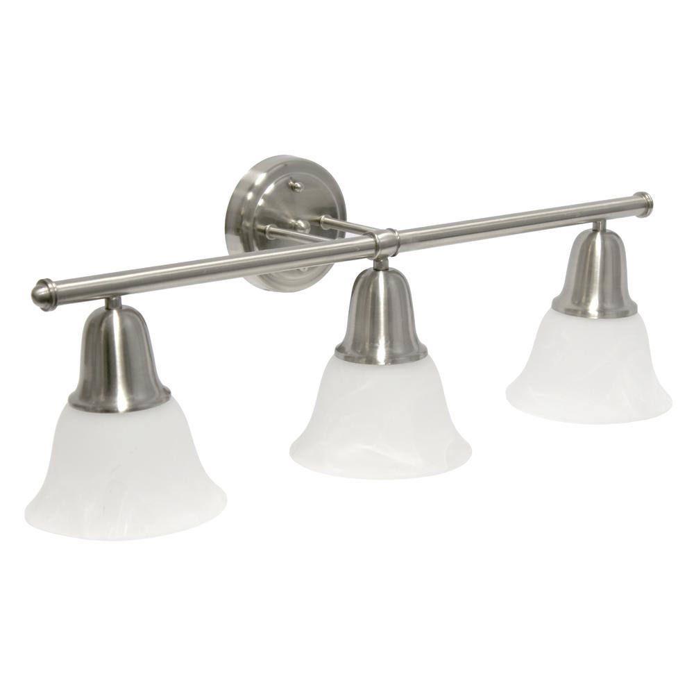 26.5" 3 Light Straight Metal Bar Wall Vanity Fixture, Brushed Nickel. Picture 2