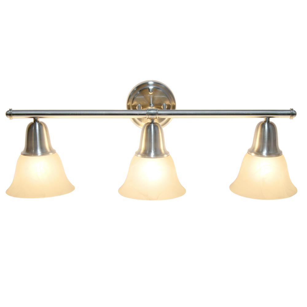 26.5" 3 Light Straight Metal Bar Wall Vanity Fixture, Brushed Nickel. Picture 1