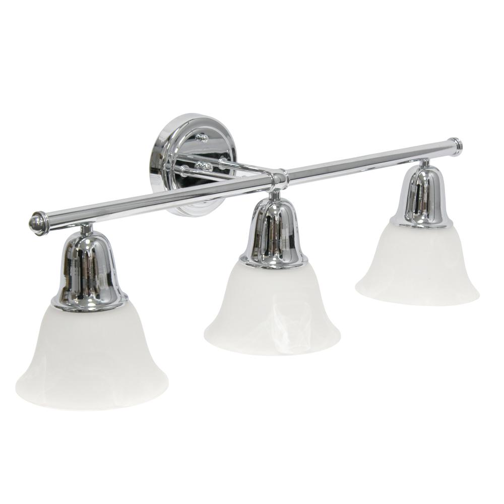 26.5" 3 Light Straight Metal Bar Wall Vanity Fixture, Chrome. Picture 2