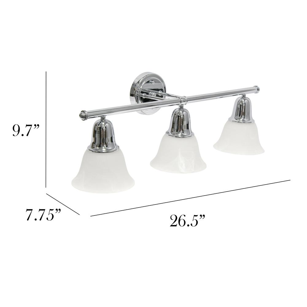 26.5" 3 Light Straight Metal Bar Wall Vanity Fixture, Chrome. Picture 7