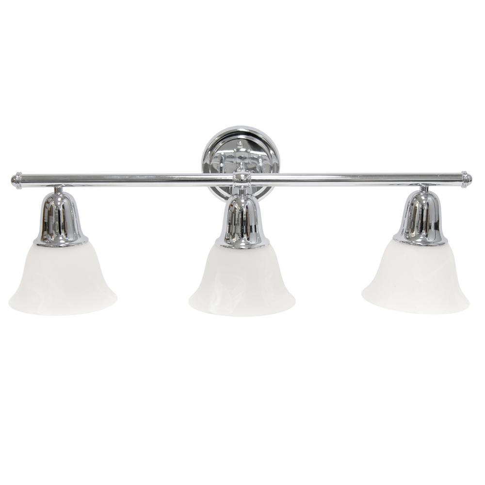 26.5" 3 Light Straight Metal Bar Wall Vanity Fixture, Chrome. Picture 9