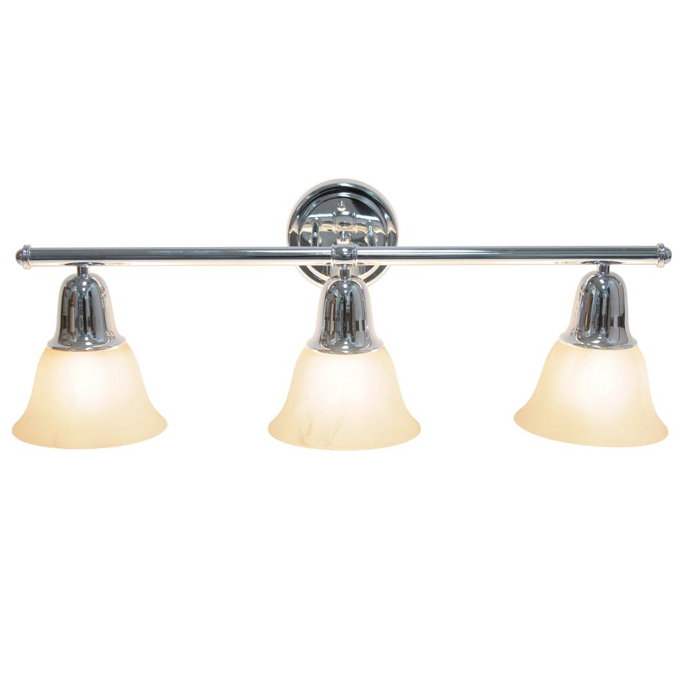 26.5" 3 Light Straight Metal Bar Wall Vanity Fixture, Chrome. Picture 1