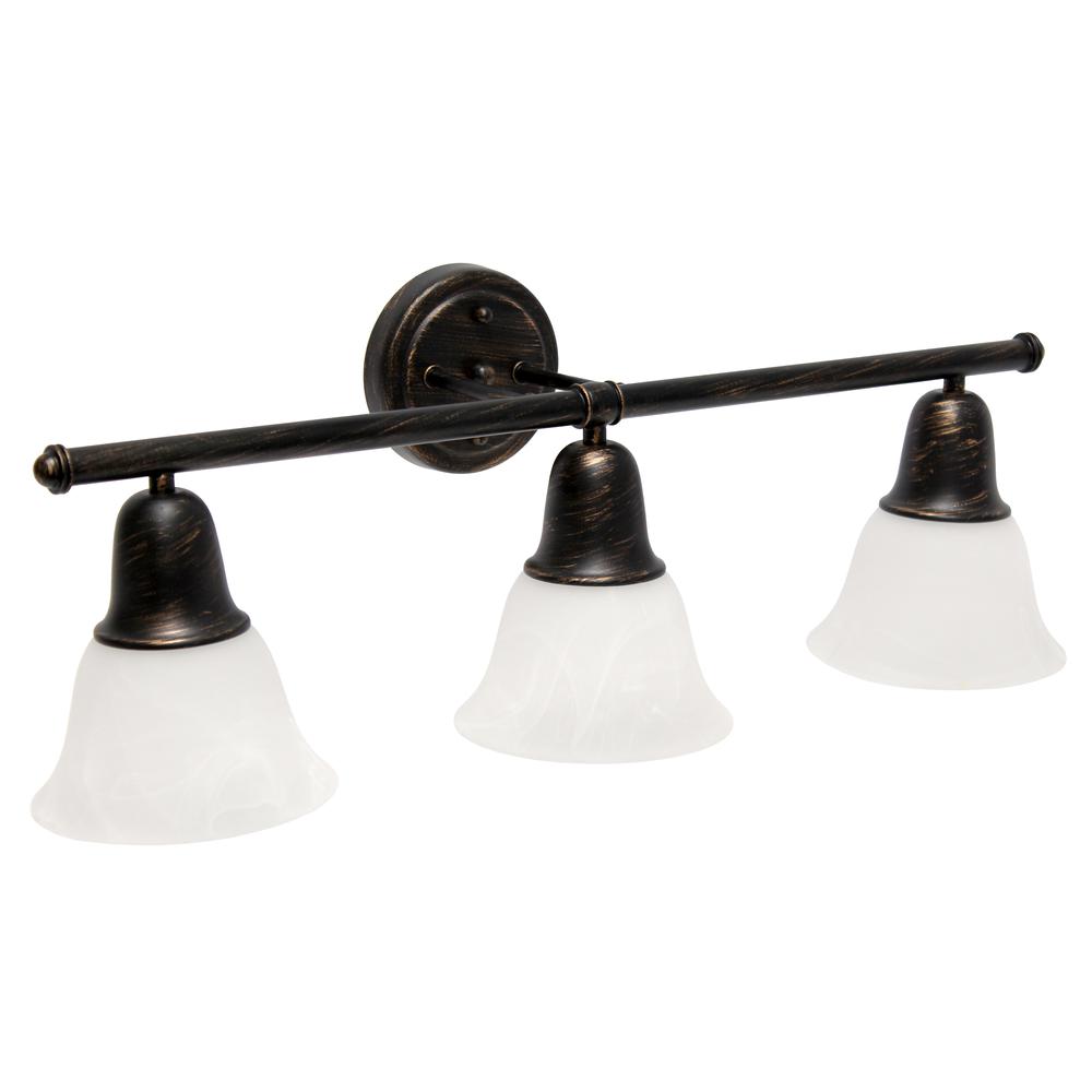 26.5" 3 Light Straight Metal Bar Wall Vanity Fixture, Oil Rubbed Bronze. Picture 2