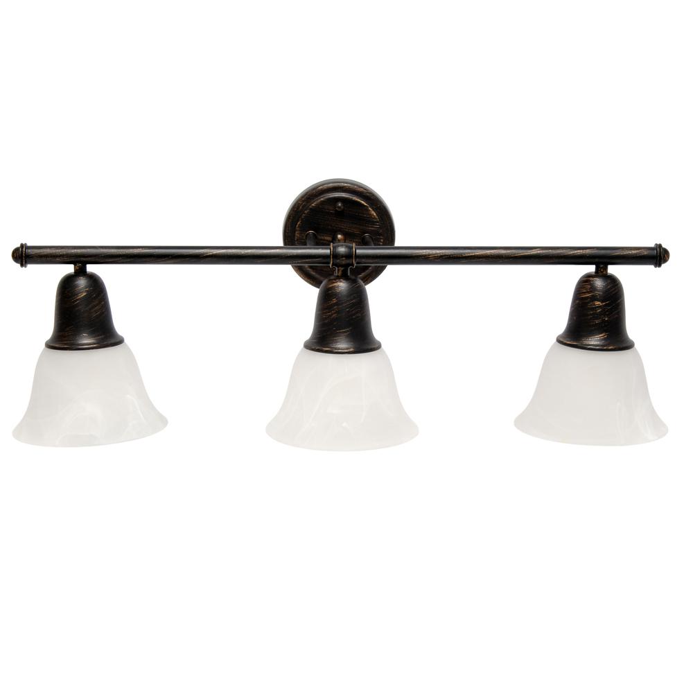 26.5" 3 Light Straight Metal Bar Wall Vanity Fixture, Oil Rubbed Bronze. Picture 9