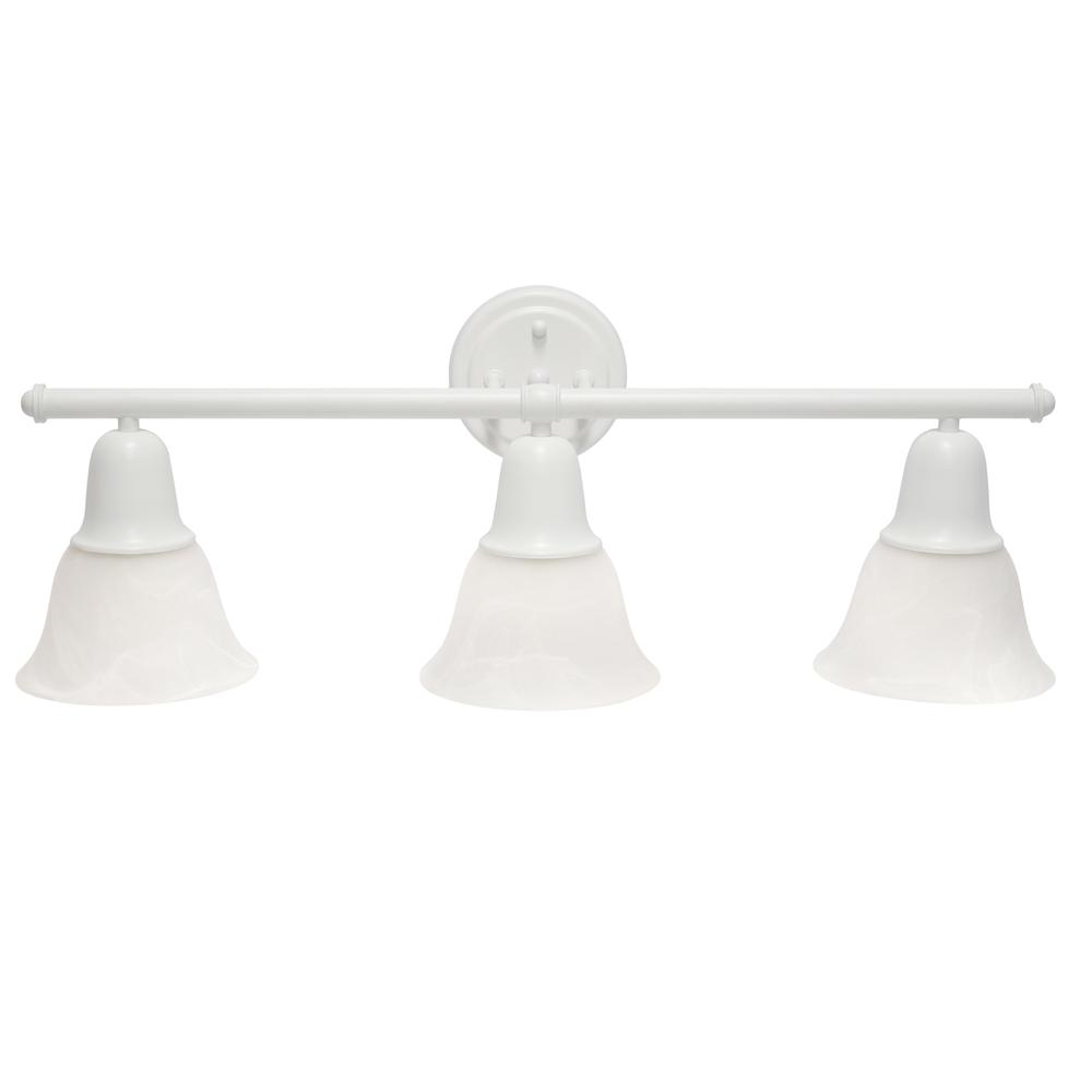 26.5" 3 Light Straight Metal Bar Wall Vanity Fixture, White. Picture 10