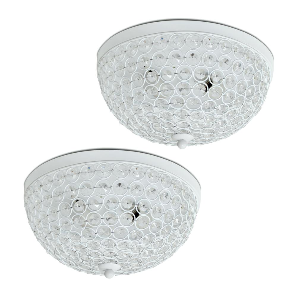 Lalia Home Crystal Glam 2 Light Ceiling Flush Mount 2 Pack, White. Picture 1