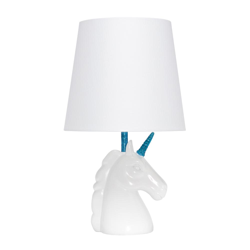 Sparkling Blue and White Unicorn Table Lamp. Picture 1
