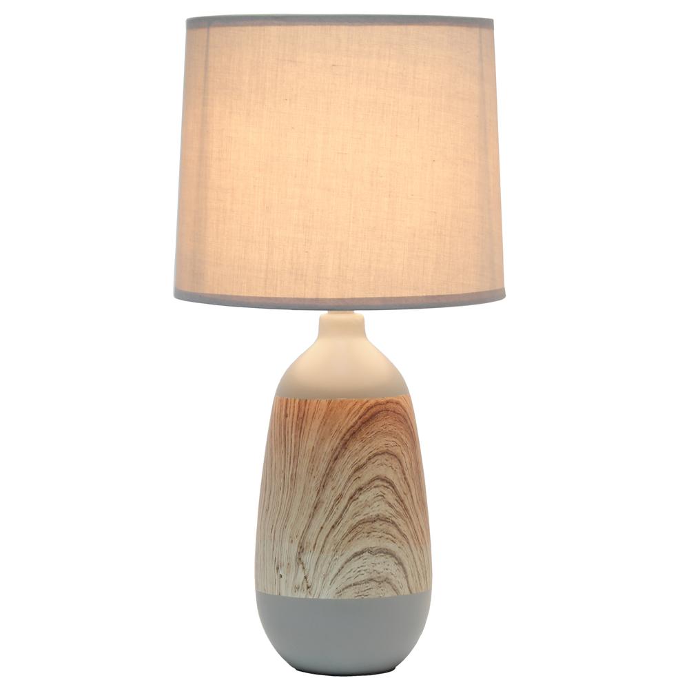 Ceramic Oblong Table Lamp, Light Wood and Gray. Picture 2