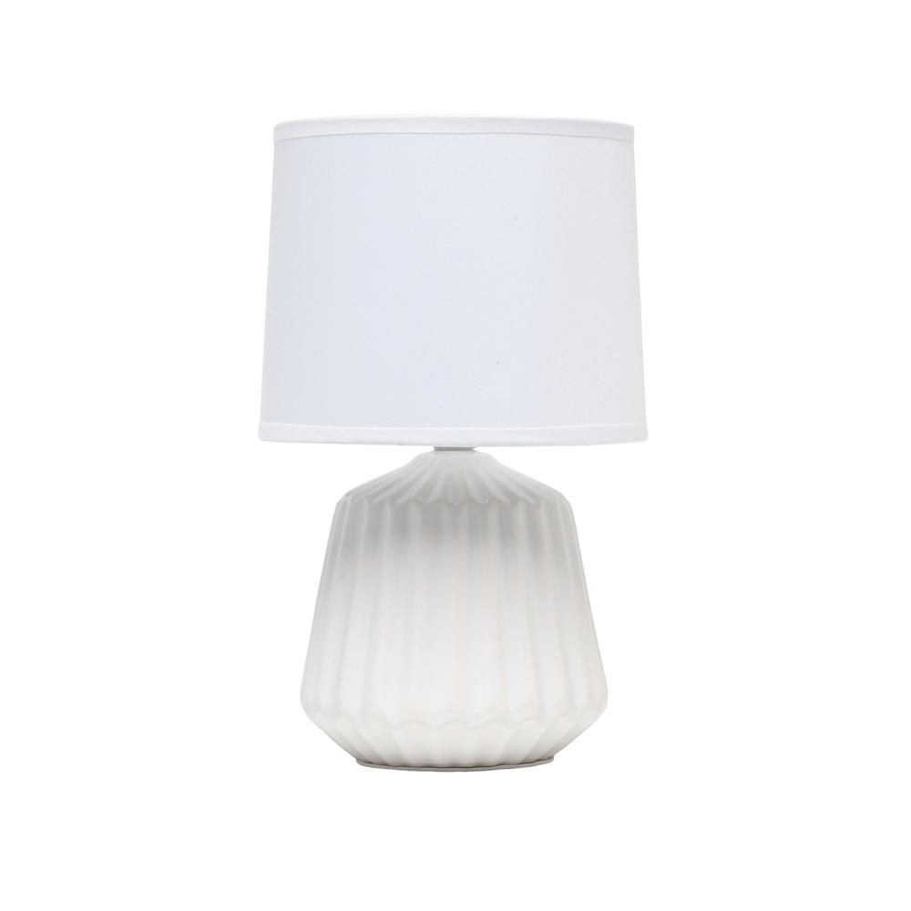 Petite Off White Pleated Base Table Lamp. Picture 1