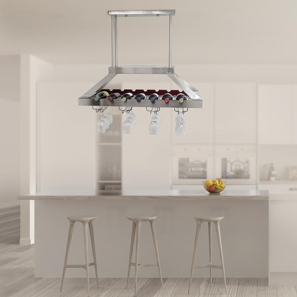 Elegant Designs 2 Light LED Overhead Wine Rack, Brushed Nickel, WR1000-BSN. Picture 6