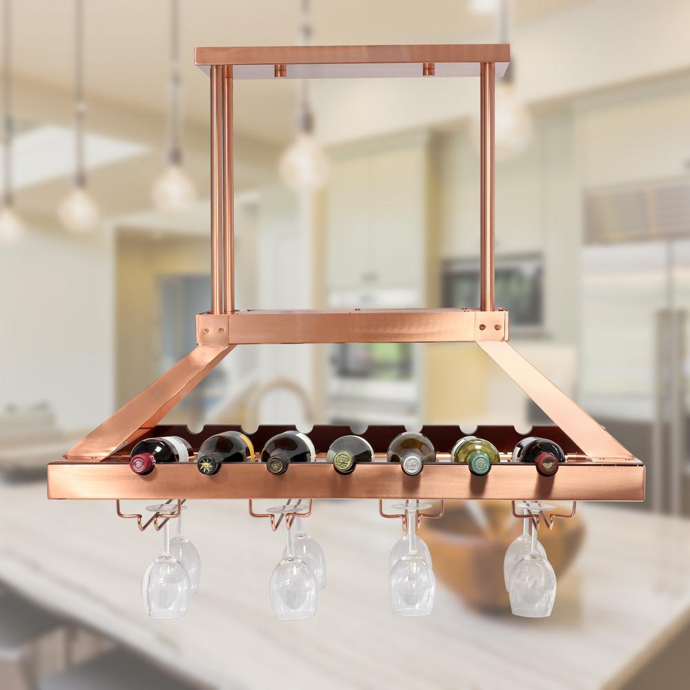 Elegant Designs 2 Light LED Overhead Wine Rack, Copper. Picture 5