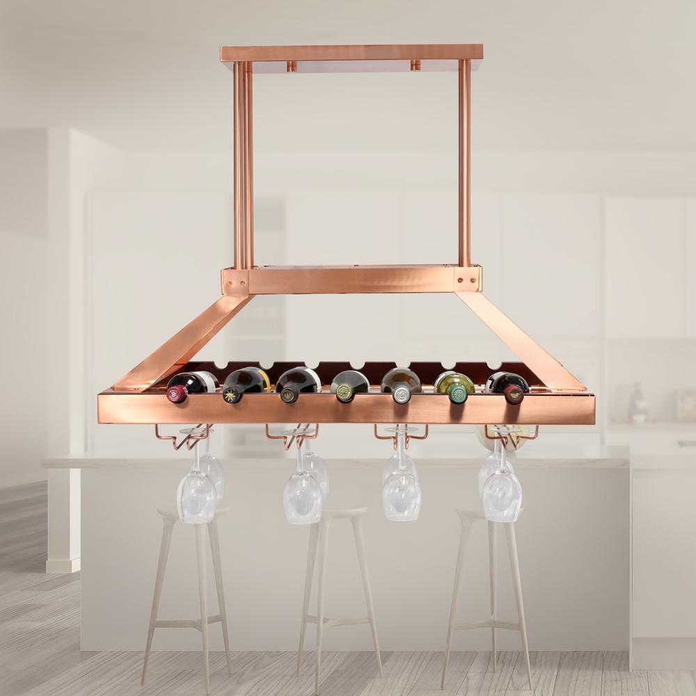 Elegant Designs 2 Light LED Overhead Wine Rack, Copper. Picture 6