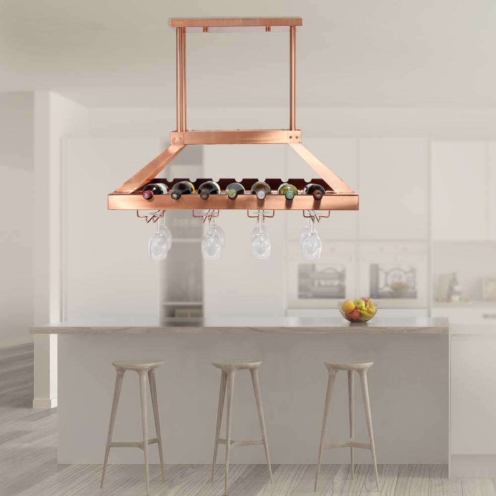Elegant Designs 2 Light LED Overhead Wine Rack, Copper. Picture 7