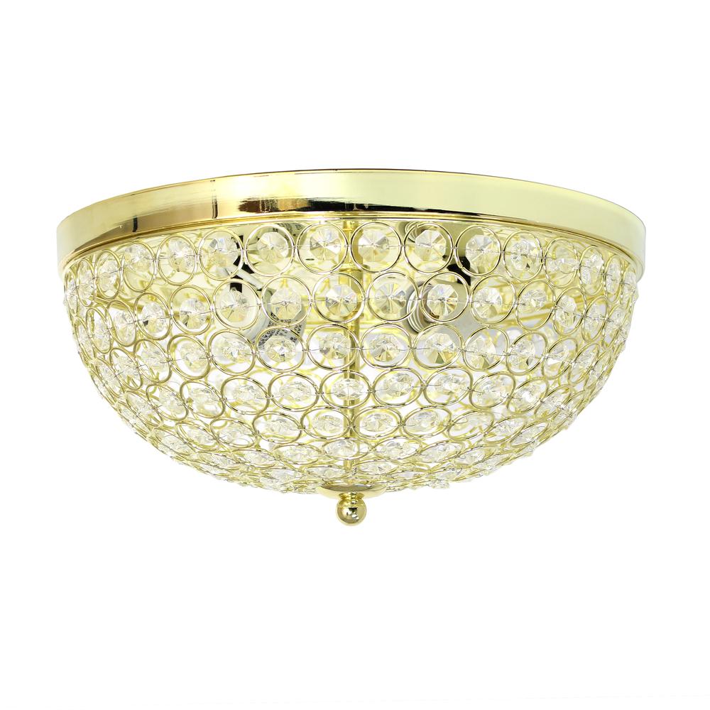 Lalia Home Crystal Glam 2 Light Ceiling Flush Mount, Gold. Picture 2