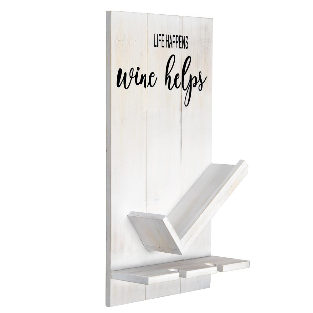 Lucca Wall Mounted Wooden Wine Bottle Shelf with Glass Holder. Picture 2