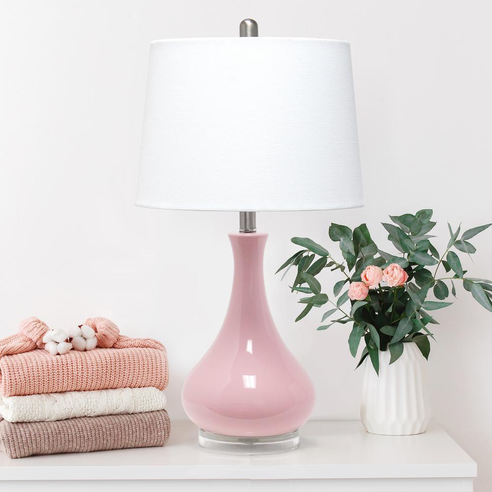 Droplet Table Lamp with Fabric Shade, Rose Pink. Picture 4