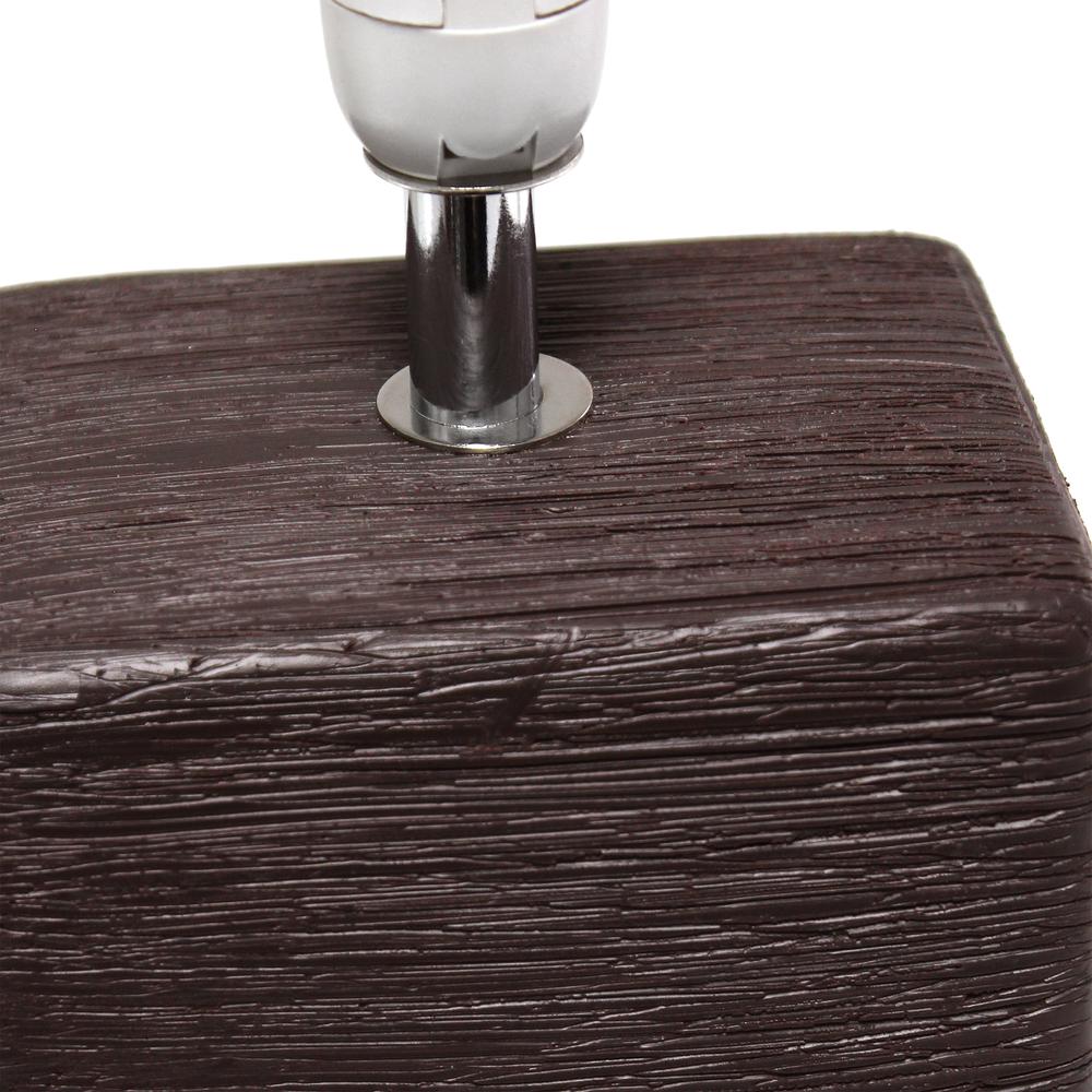Petite Faux Stone Table Lamp with Fabric Shade, Brown with White Shade. Picture 7