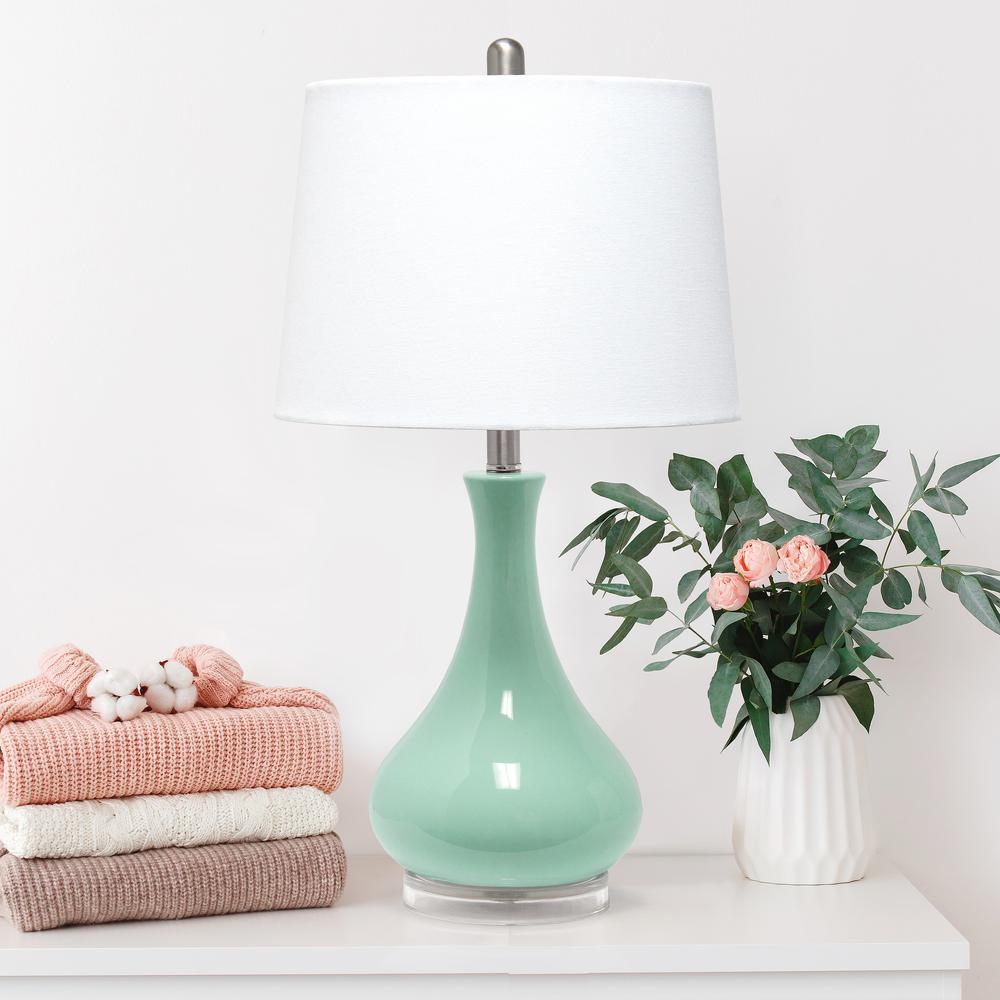 Droplet Table Lamp with Fabric Shade, Aqua. Picture 4