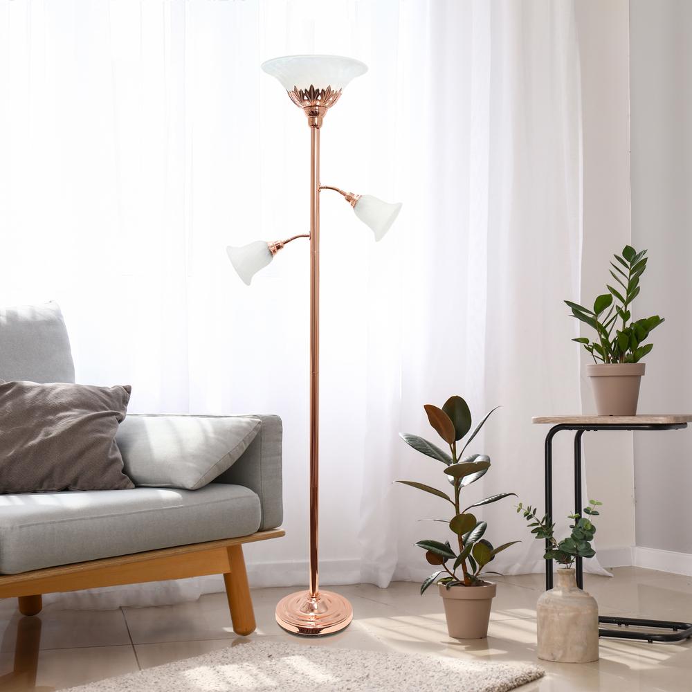 Lalia Home Torchiere Floor Lamp with 2 Reading Lights. Picture 4