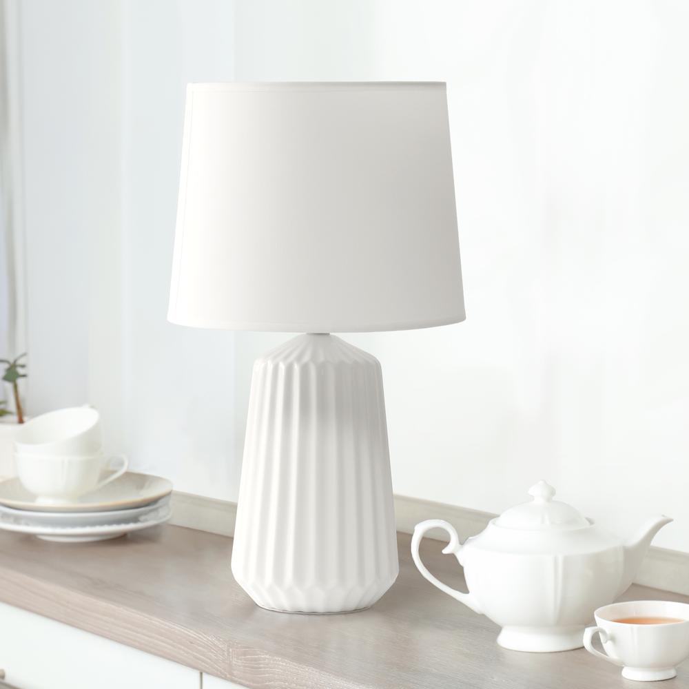 Off White Pleated Base Table Lamp. Picture 4