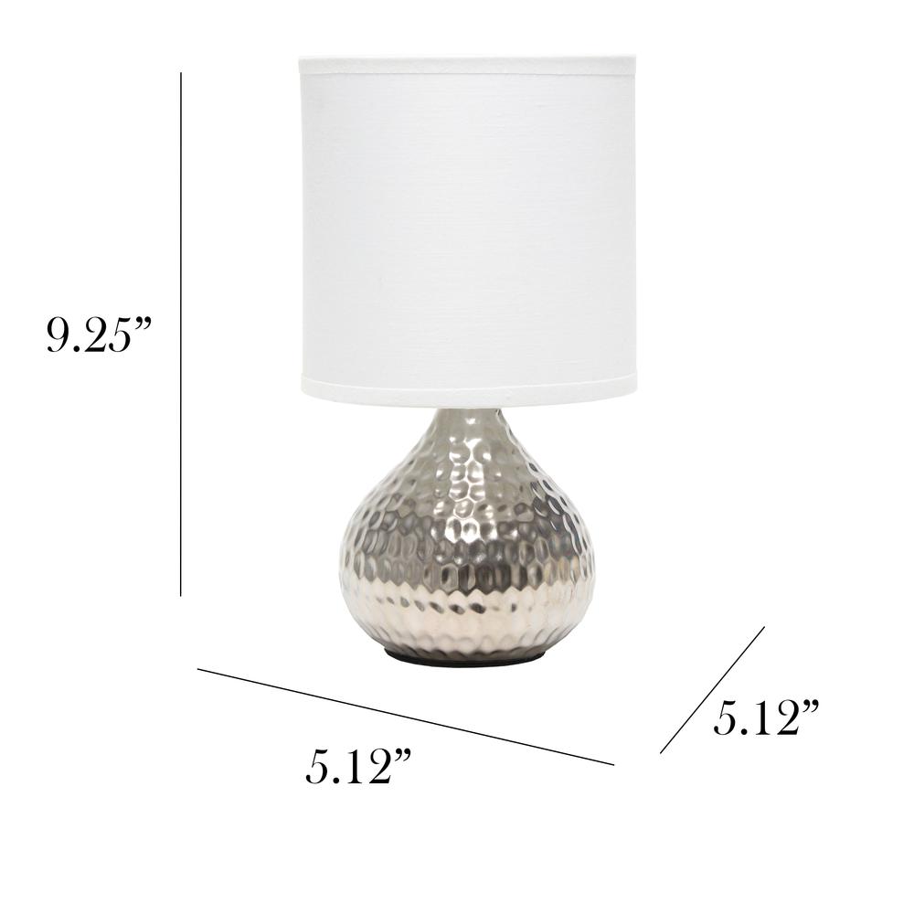 Hammered Silver Drip Mini Table Lamp, White. Picture 3