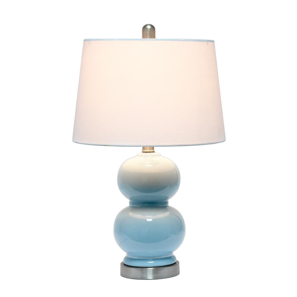 Dual Orb Table Lamp with Fabric Shade, Light Blue. Picture 2