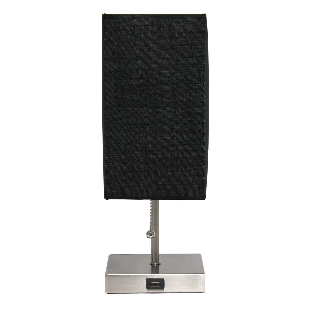 Petite Stick Lamp with USB Charging Port and Fabric Shade, Black. Picture 7