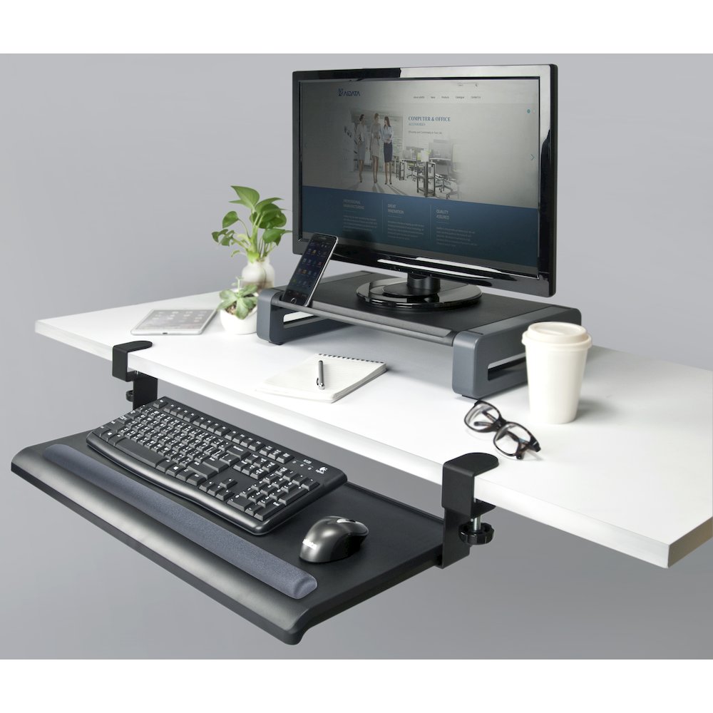 Desk-Clamp Keyboard Tray w/Gel Wrist Rest. Picture 2