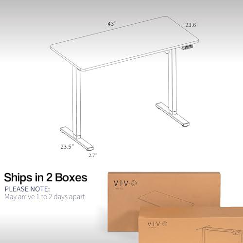 43-inch Electric Height Adjustable 43 x 24 inch Stand Up Desk, Light Wood. Picture 3
