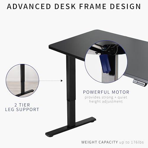 Electric Height Adjustable 43 x 24 inch Memory Stand Up Desk, Light Wood. Picture 4