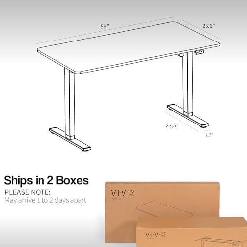 60-inch Electric Height Adjustable 60 x 24 inch Stand Up Desk, Light Wood. Picture 5