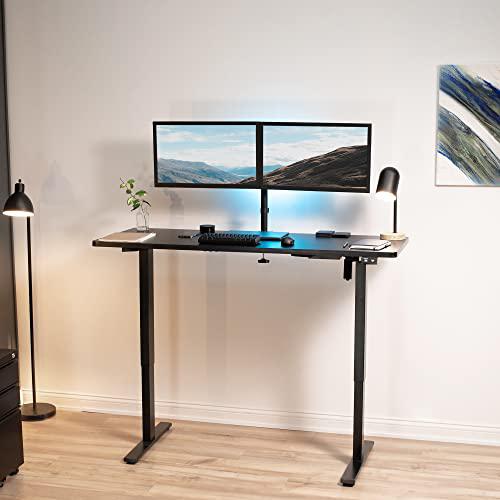 60-inch Electric Height Adjustable 60 x 24 inch Stand Up Desk, Light Wood. Picture 9