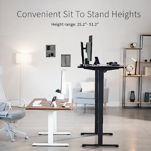 Electric Height Adjustable 63 x 32 inch Memory Stand Up Desk, Black Carbon Fiber. Picture 6