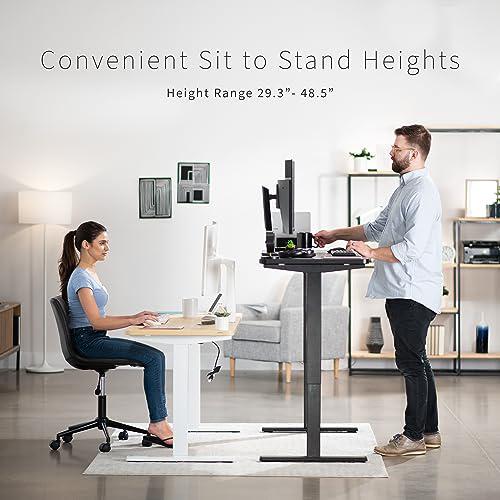 Electric Height Adjustable 60 x 24 inch Memory Stand Up Desk, Light Wood. Picture 5