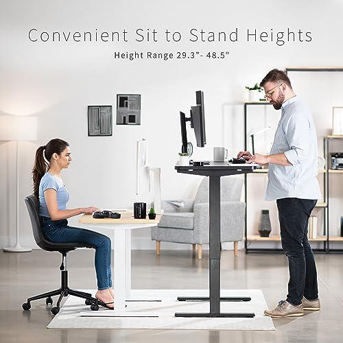 Electric Height Adjustable 43 x 24 inch Memory Stand Up Desk, Light Wood. Picture 5