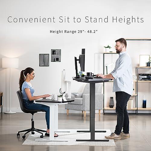 Electric Height Adjustable 63 x 32 inch Stand Up Desk, Black Carbon Fiber. Picture 7
